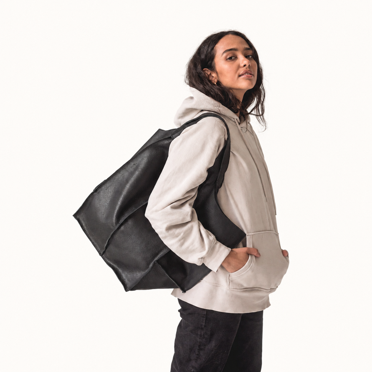 Black leather bag