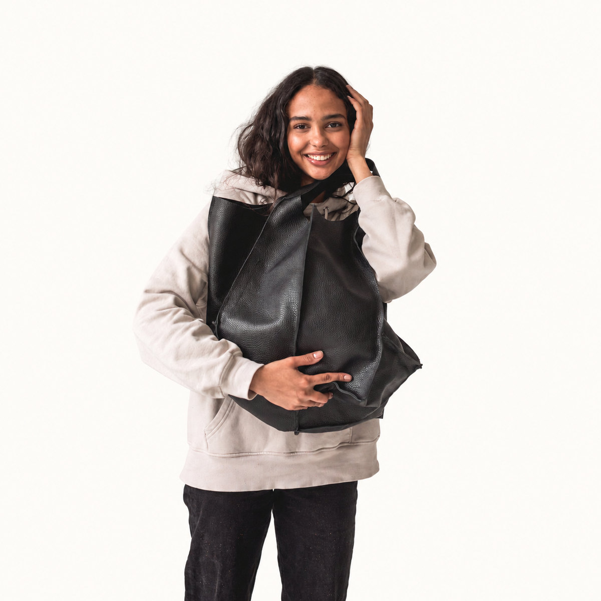 Black leather bag